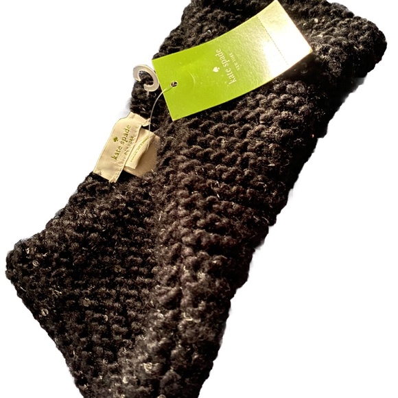 Kate Spade Sequin Knit Twisted Headband - Black w/ Sequins - Picture 2 of 3